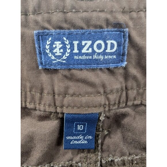 Izod Pants Womens Size 10 Brown Capri Wide Leg Slash Pockets 100% Cotton Boho - Picture 13 of 14